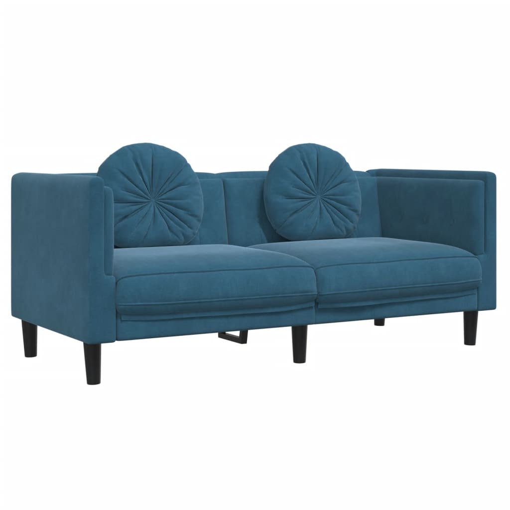 2-delige Loungeset met kussens fluweel blauw