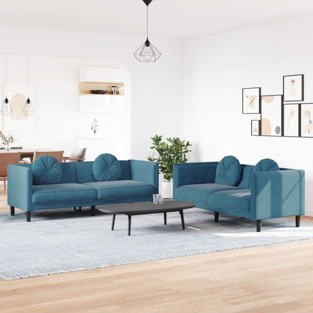 2-delige Loungeset met kussens fluweel blauw