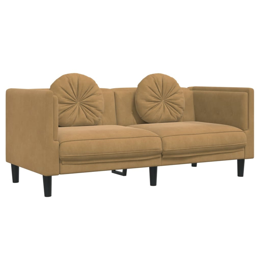 2-delige Loungeset met kussens fluweel bruin