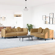 2-piece Lounge Set with cushions velvet brown