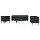 3-piece Lounge Set Chesterfield-style Faux Leather Black