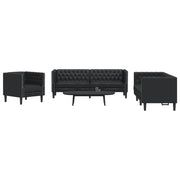 Loungeset 3-delig kunstleer zwart