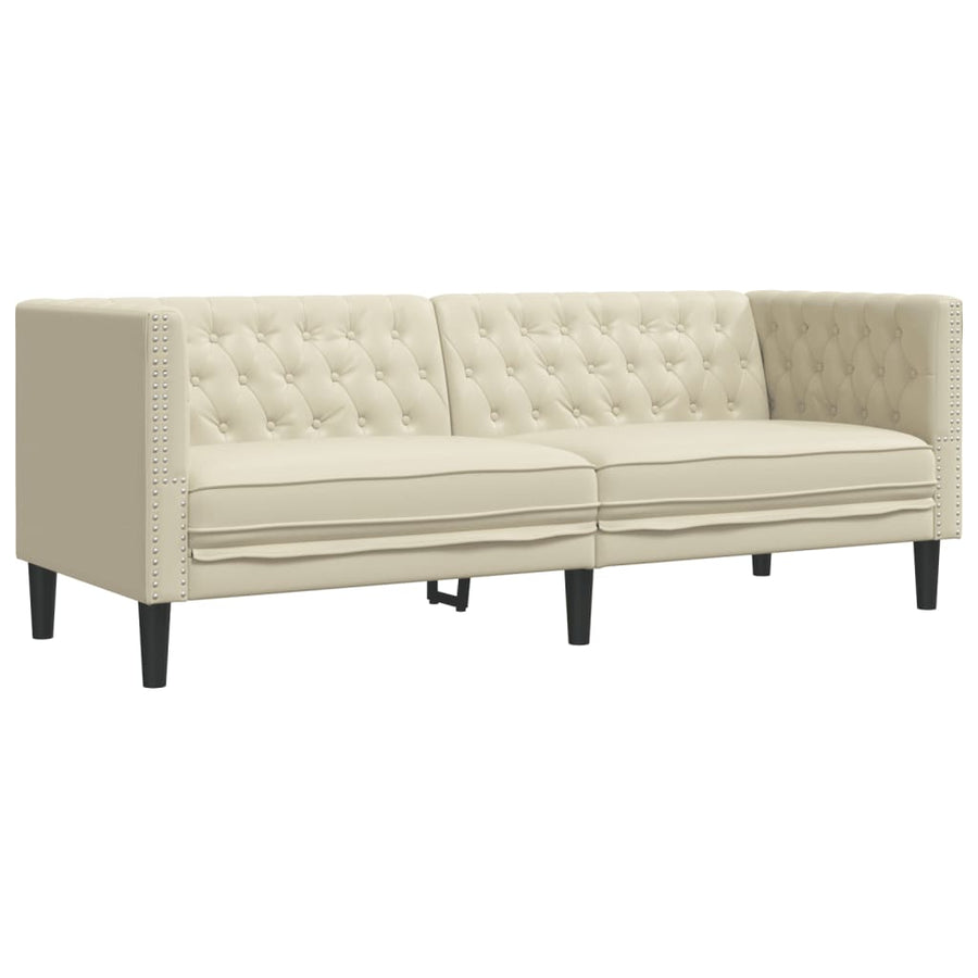3-delige Loungeset Chesterfield-stijl kunstleer crèmekleurig