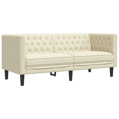 3-delige Loungeset Chesterfield-stijl kunstleer crèmekleurig