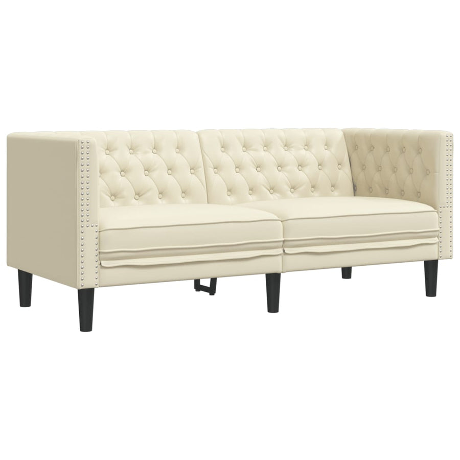 3-delige Loungeset Chesterfield-stijl kunstleer crèmekleurig