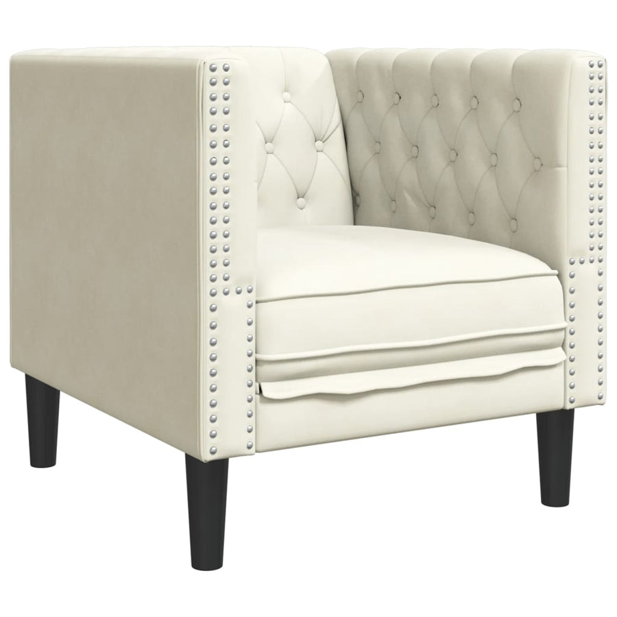 3-delige Loungeset Chesterfield-stijl kunstleer crèmekleurig