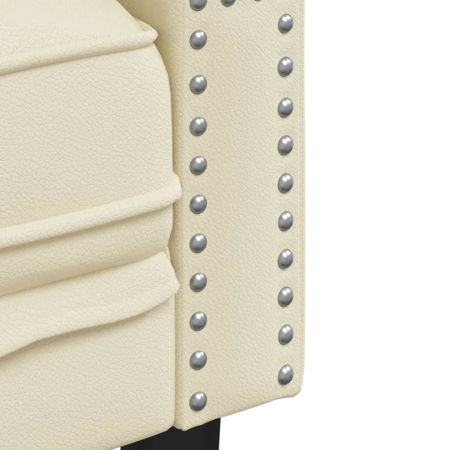 3-delige Loungeset Chesterfield-stijl kunstleer crèmekleurig