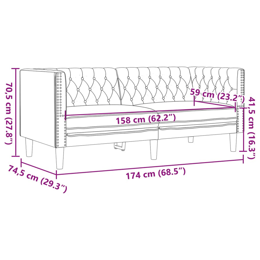 3-delige Loungeset Chesterfield-stijl kunstleer crèmekleurig
