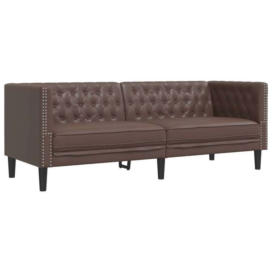 3-Delige Loungeset Chesterfield-Stijl Kunstleer Bruin