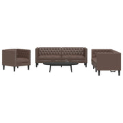 Loungeset 3-delig kunstleer bruin
