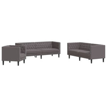 3-delige Loungeset Chesterfield-stijl kunstleer grijs