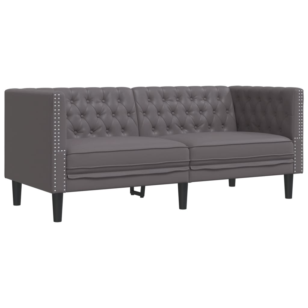 3-delige Loungeset Chesterfield-stijl kunstleer grijs