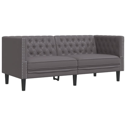 3-delige Loungeset Chesterfield-stijl kunstleer grijs