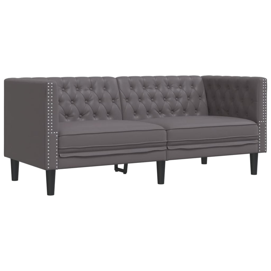3-delige Loungeset Chesterfield-stijl kunstleer grijs