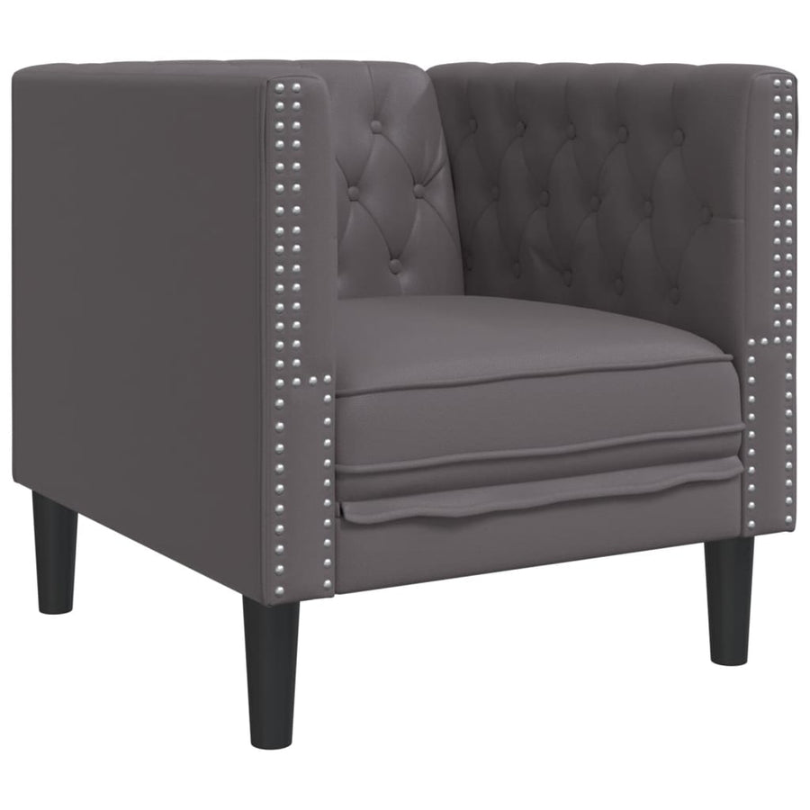 3-delige Loungeset Chesterfield-stijl kunstleer grijs