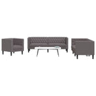 3-piece Chesterfield-style artificial leather lounge set in grey