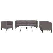 Loungeset 3-delig kunstleer grijs