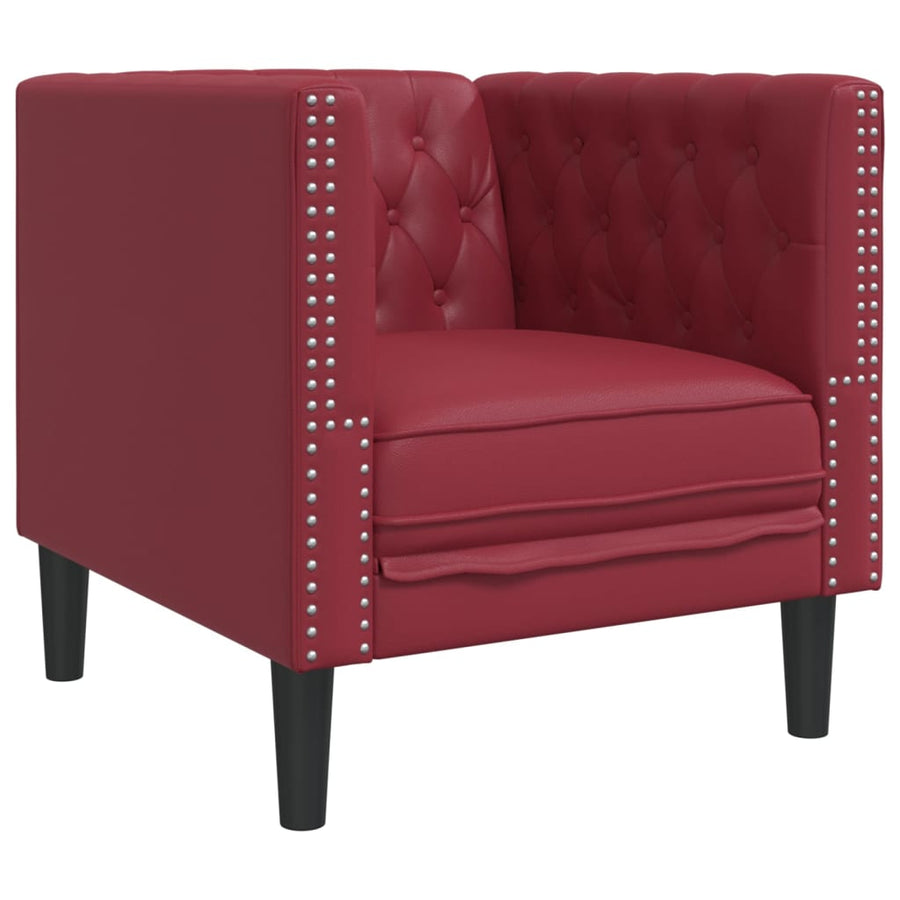 3-delige Loungeset Chesterfield-stijl kunstleer wijnrood