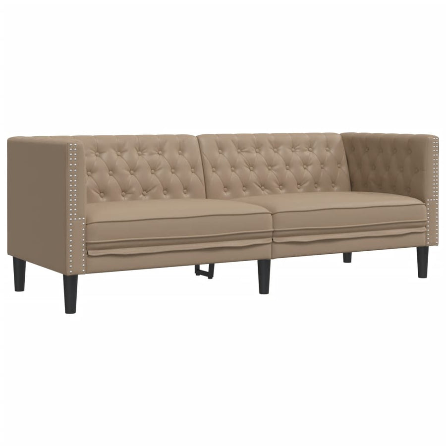 3-delige Loungeset Chesterfield-stijl kunstleer cappuccinokleur