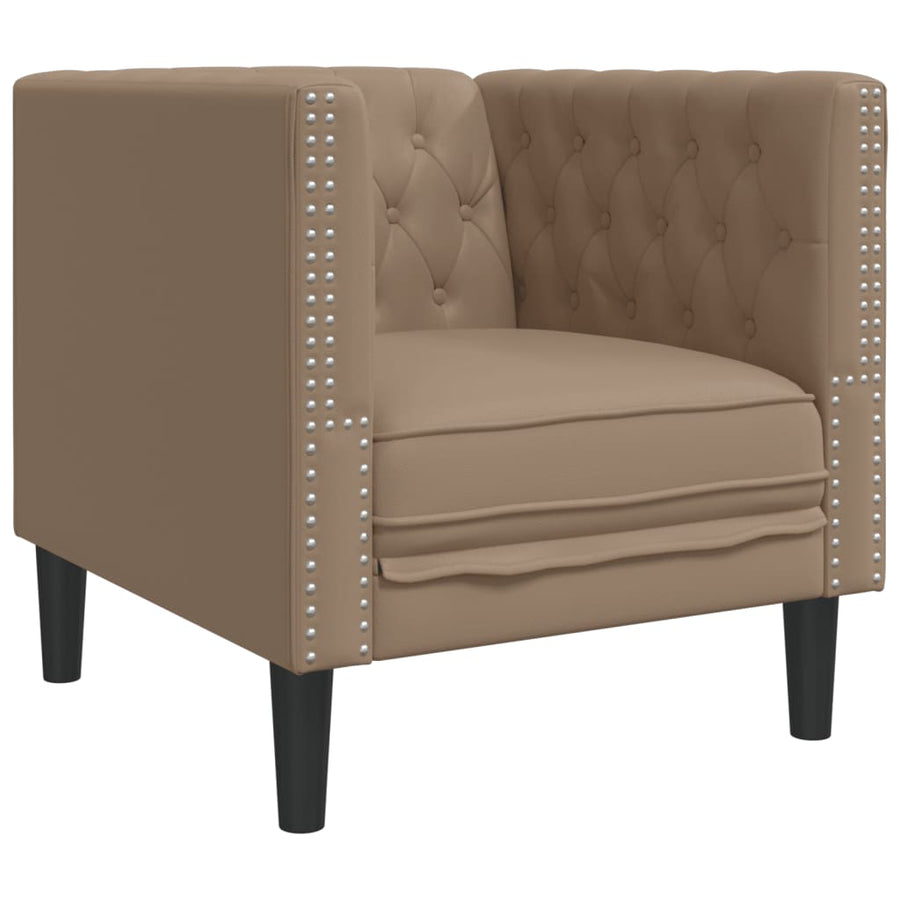 3-delige Loungeset Chesterfield-stijl kunstleer cappuccinokleur