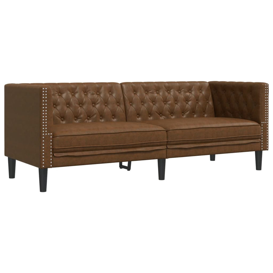 3-delige Loungeset Chesterfield-stijl kunstsuède bruin