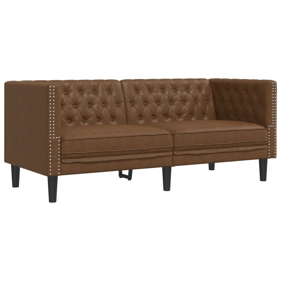 3-delige Loungeset Chesterfield-stijl kunstsuède bruin