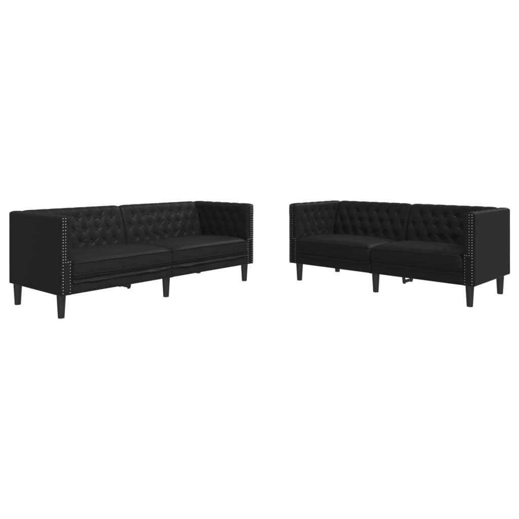2-delige Loungeset Chesterfield-stijl kunstleer zwart