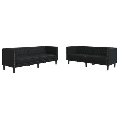 2-delige Loungeset Chesterfield-stijl kunstleer zwart