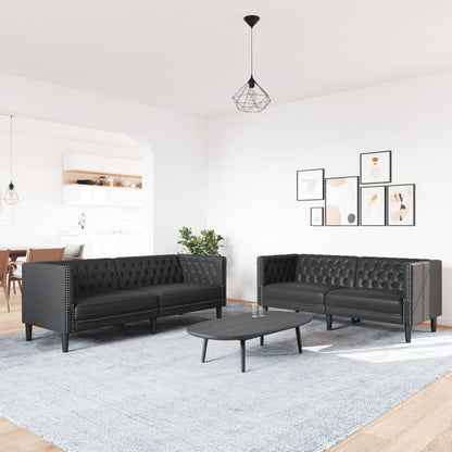 2-delige Loungeset Chesterfield-stijl kunstleer zwart