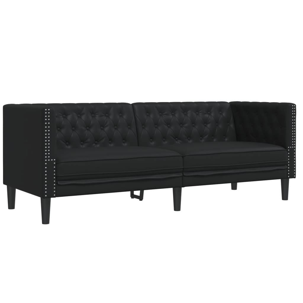 2-delige Loungeset Chesterfield-stijl kunstleer zwart