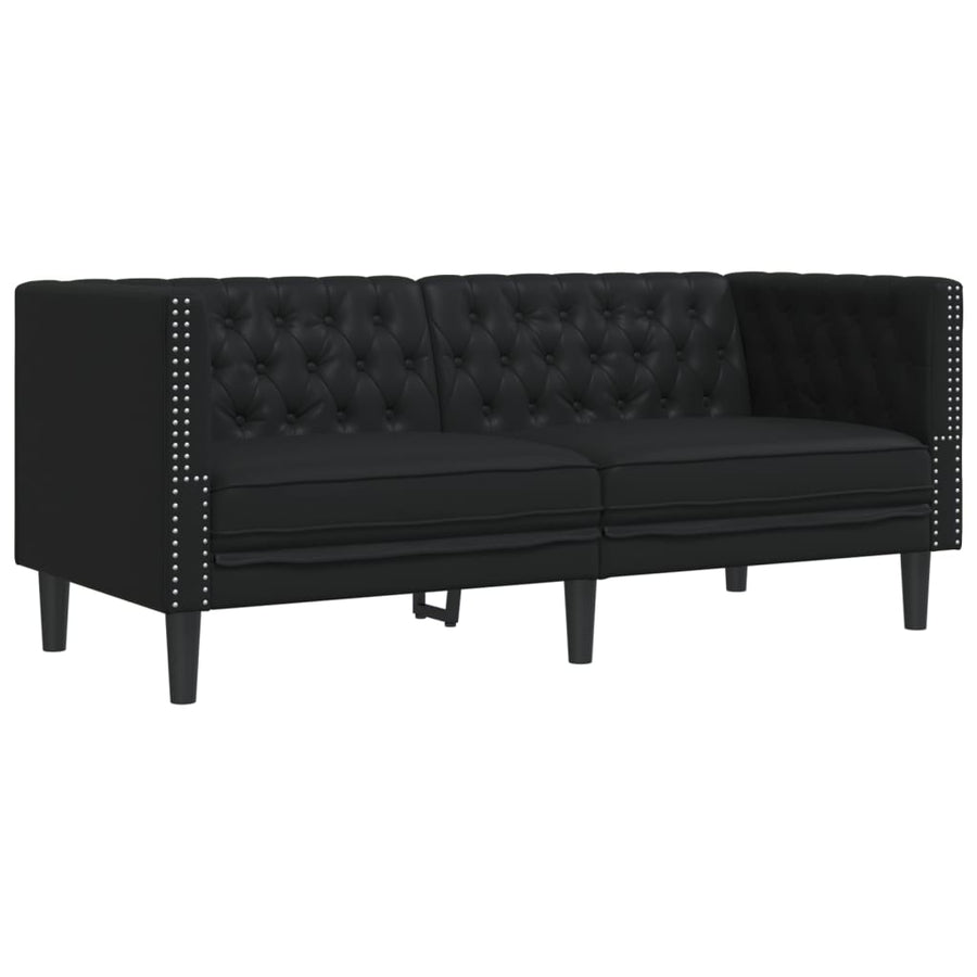 2-delige Loungeset Chesterfield-stijl kunstleer zwart