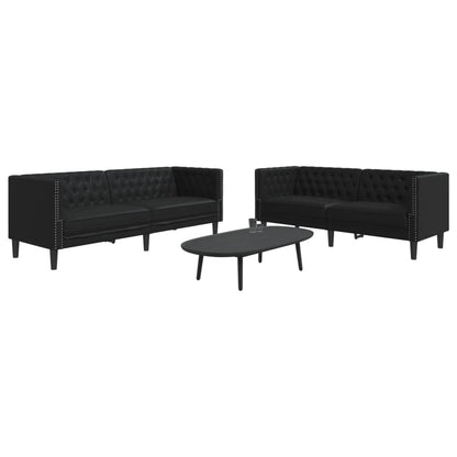 2-delige Loungeset Chesterfield-stijl kunstleer zwart