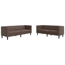 2-Delige Loungeset Chesterfield-Stijl Kunstleer Bruin