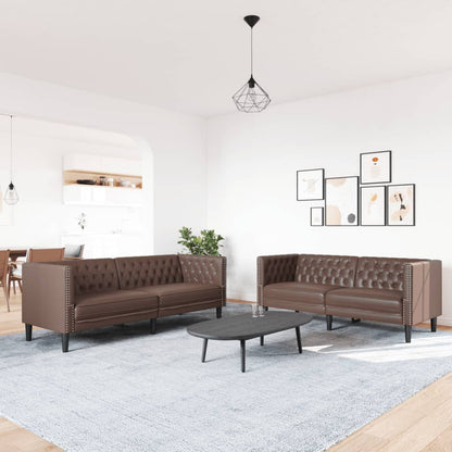 2-Delige Loungeset Chesterfield-Stijl Kunstleer Bruin