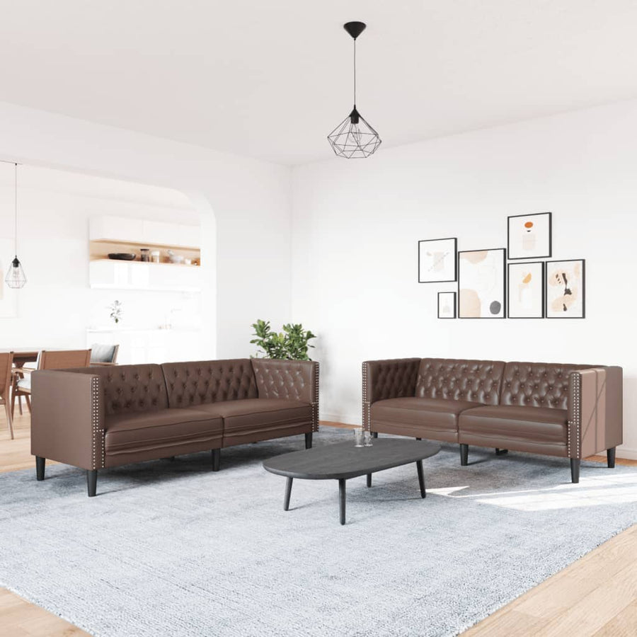 2-Delige Loungeset Chesterfield-Stijl Kunstleer Bruin