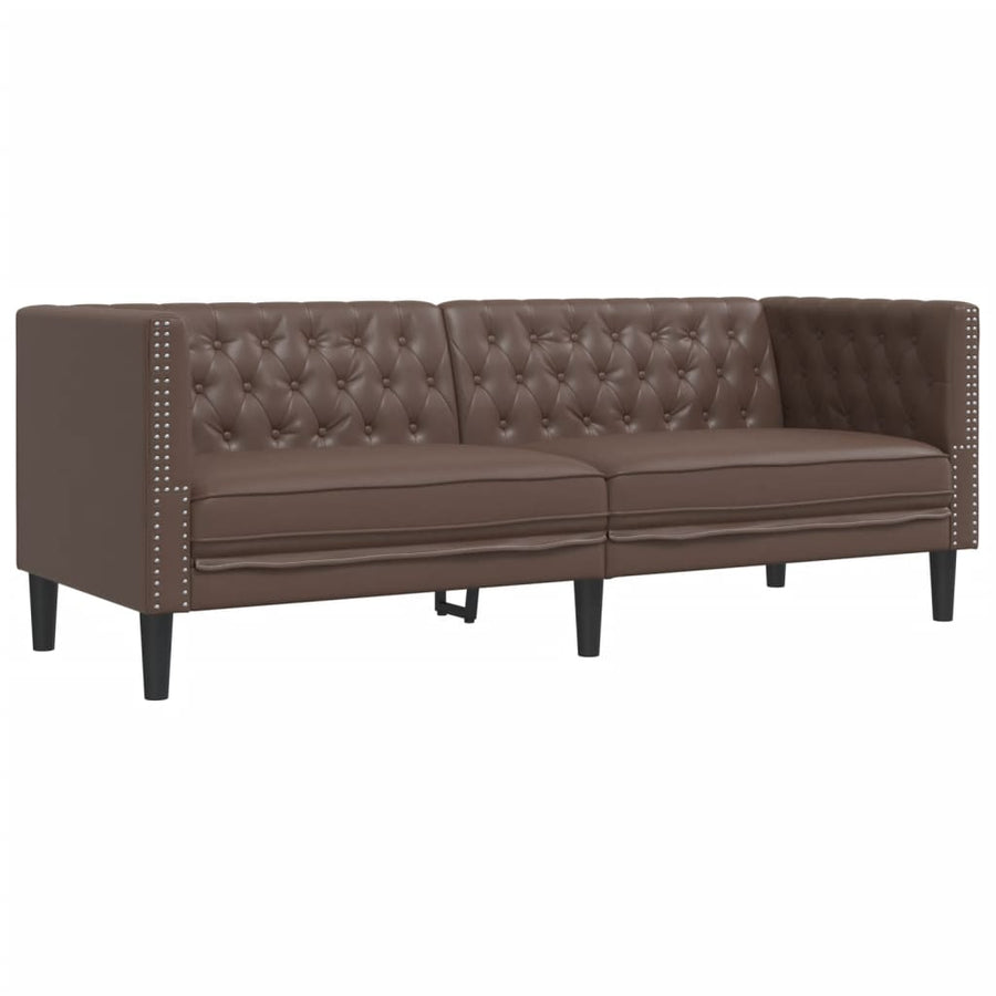 2-Delige Loungeset Chesterfield-Stijl Kunstleer Bruin