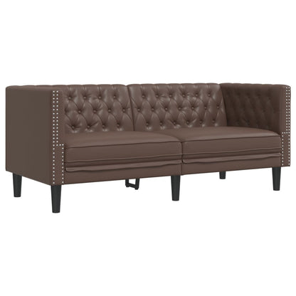 2-Delige Loungeset Chesterfield-Stijl Kunstleer Bruin