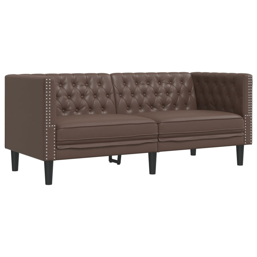 2-Delige Loungeset Chesterfield-Stijl Kunstleer Bruin