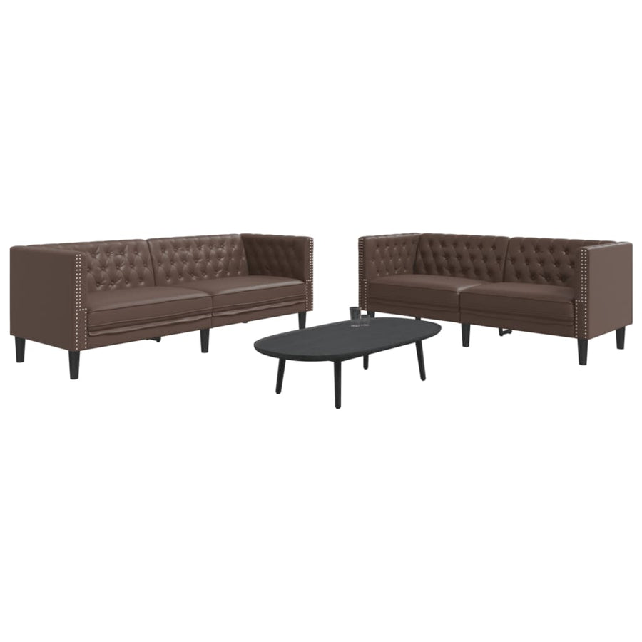 2-Delige Loungeset Chesterfield-Stijl Kunstleer Bruin