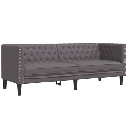 2-delige Loungeset Chesterfield-stijl kunstleer grijs