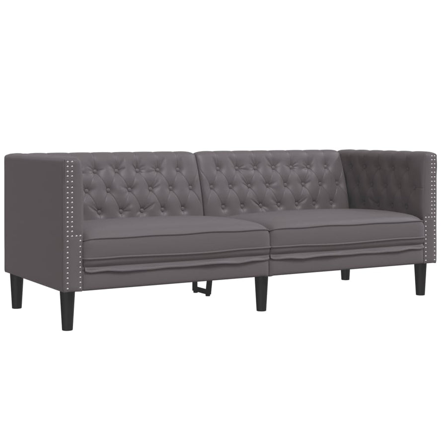2-delige Loungeset Chesterfield-stijl kunstleer grijs