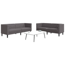 2-delige Loungeset Chesterfield-stijl kunstleer grijs