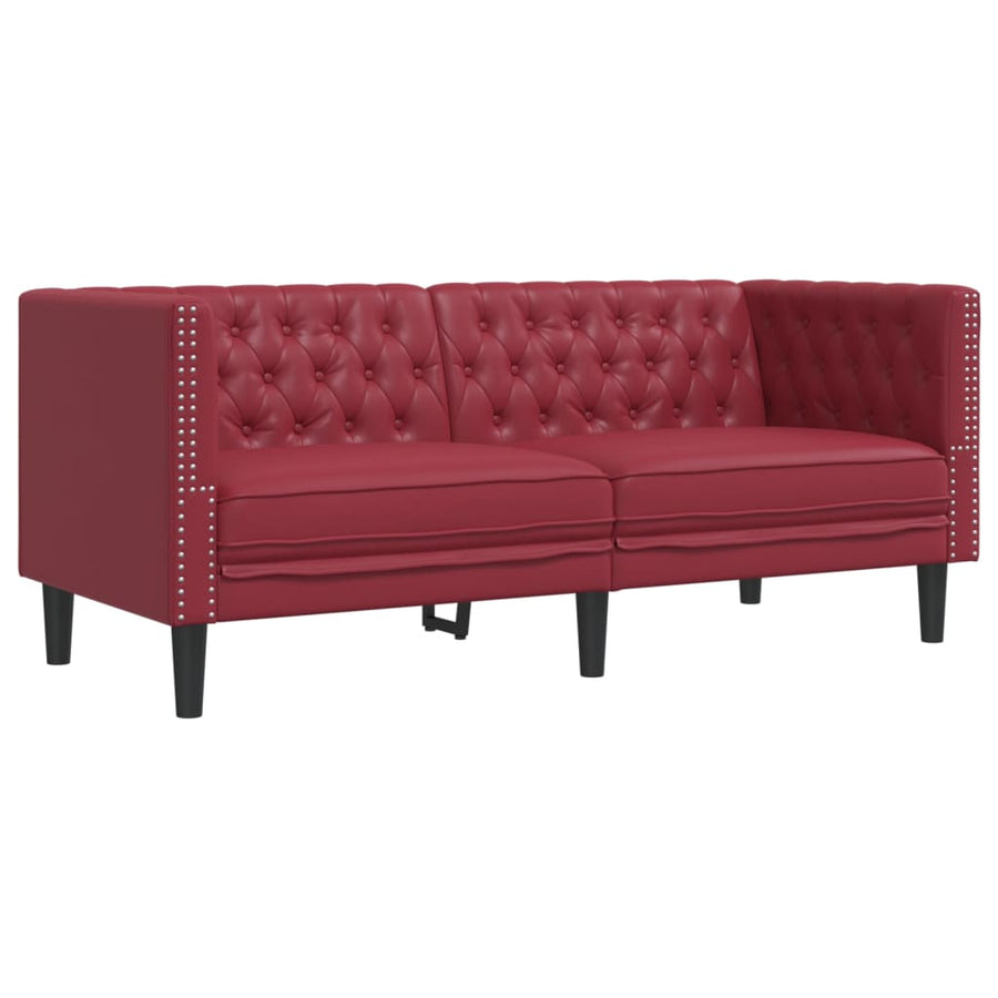 2-delige Loungeset Chesterfield-stijl kunstleer wijnrood