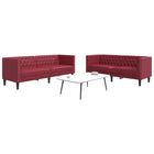 2-delige Loungeset Chesterfield-stijl kunstleer wijnrood
