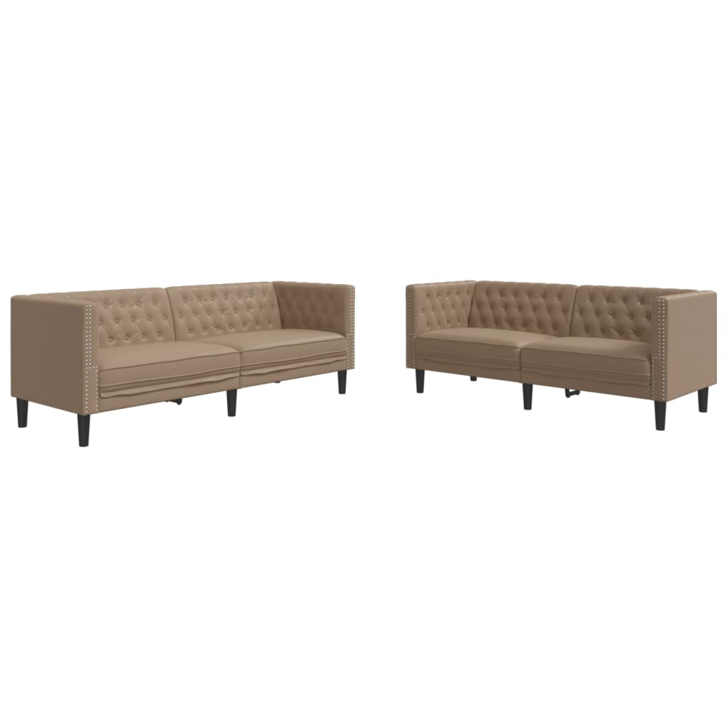 2-delige Loungeset Chesterfield-stijl kunstleer cappuccinokleur
