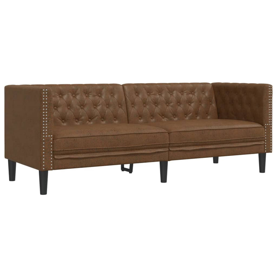 2-delige Loungeset Chesterfield-stijl kunstsuède bruin