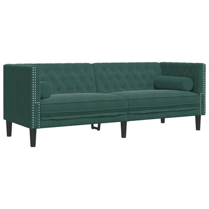 3-Delige Loungeset Chesterfield En Bolsters Fluweel Donkergroen