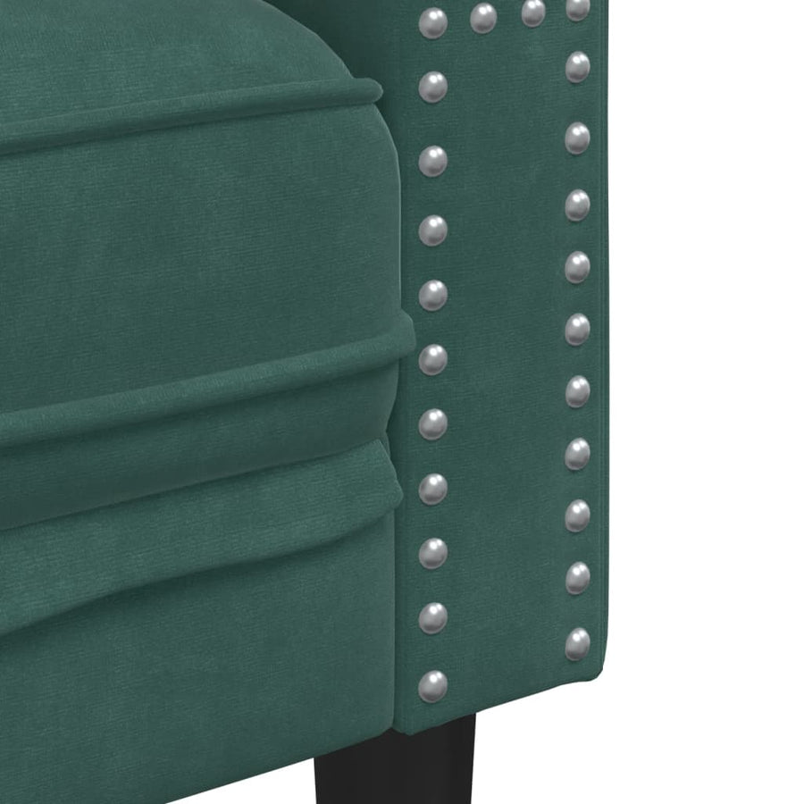 3-Delige Loungeset Chesterfield En Bolsters Fluweel Donkergroen