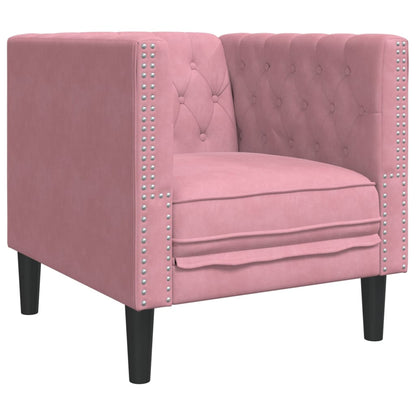 3-delige Loungeset Chesterfield met bolsters fluweel roze