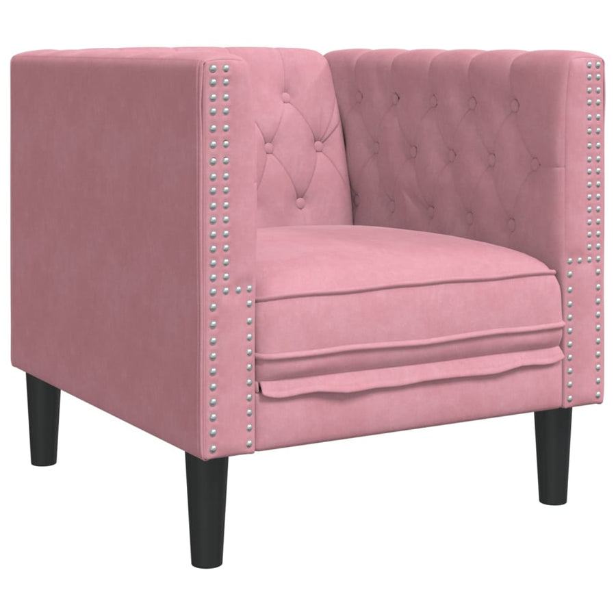 3-delige Loungeset Chesterfield met bolsters fluweel roze